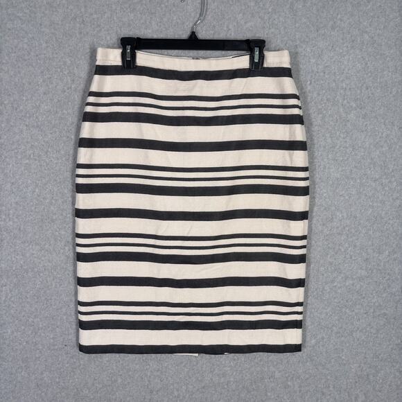 J Crew Skirt 10 Black Cream Pencil Textured Academia Secretary Neutrals Preppy - Picture 1 of 14